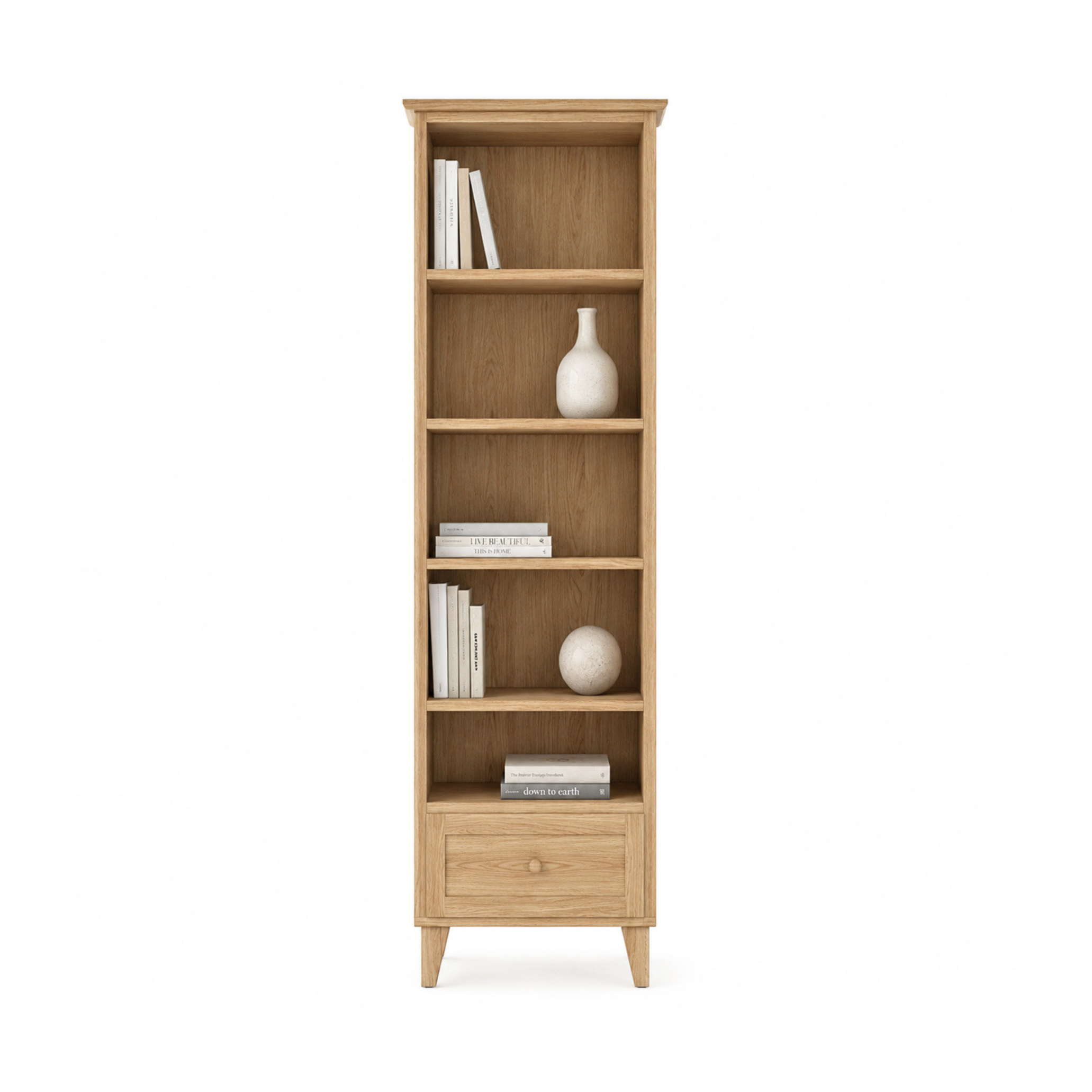 Eikenhouten boekenkast 1S 57 Scandi natureel eiken