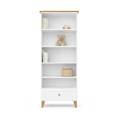 Houten boekenkast 1S 80 Scandi wit / natureel eiken