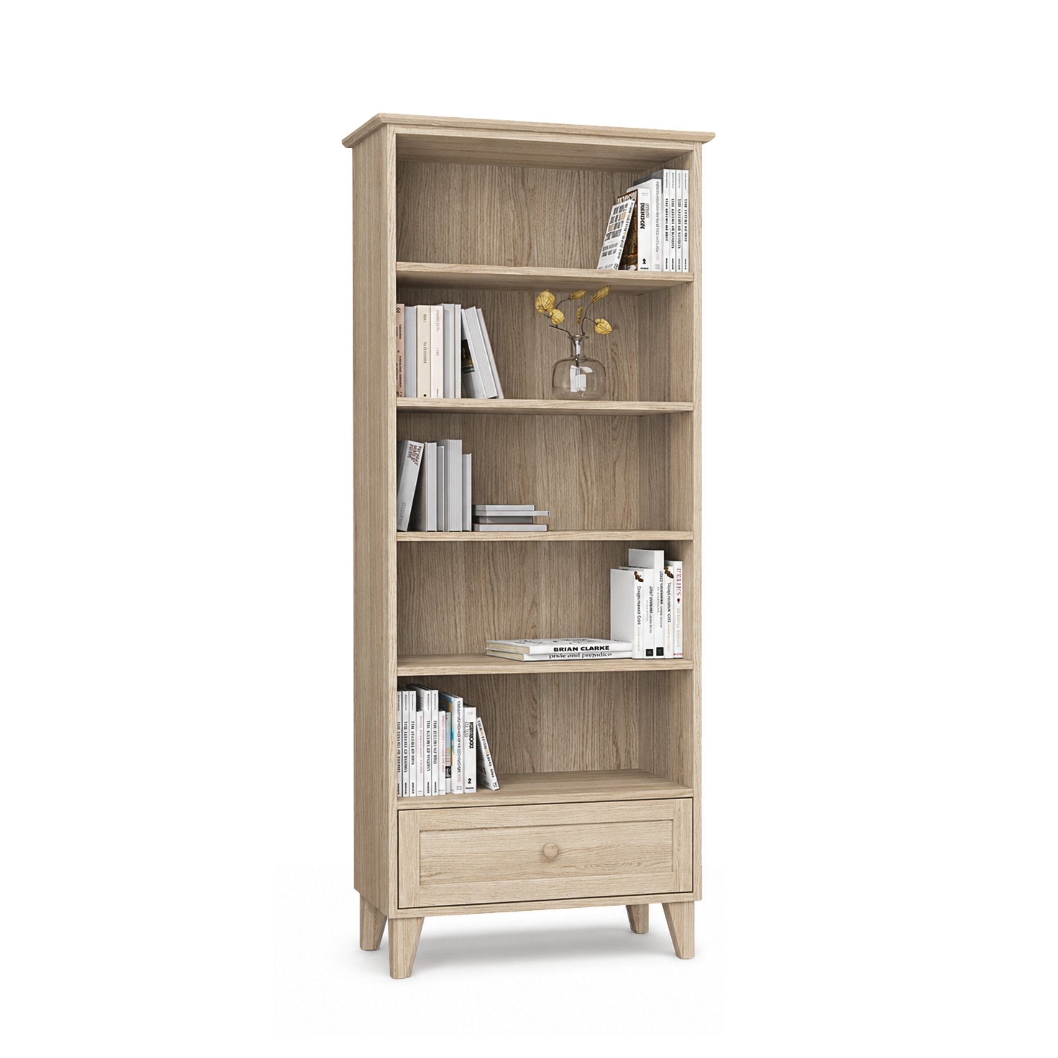Eikenhouten boekenkast 1S 80 Scandi gewit eiken