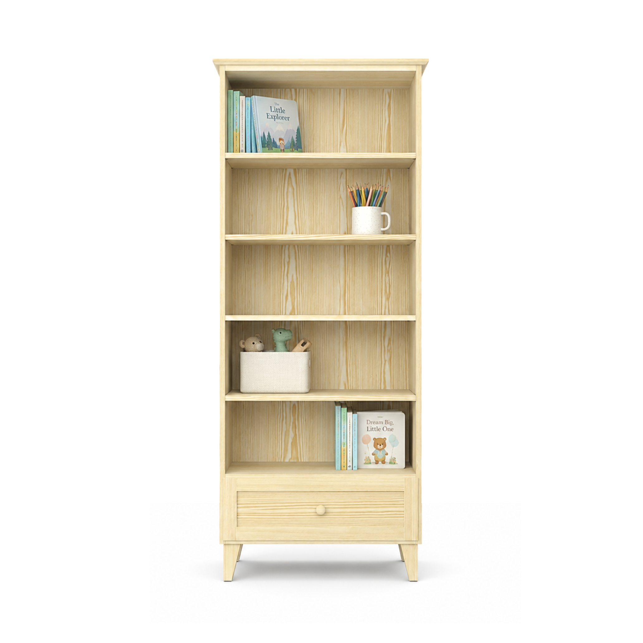 Houten boekenkast 1S 80 Scandi kleurloze den