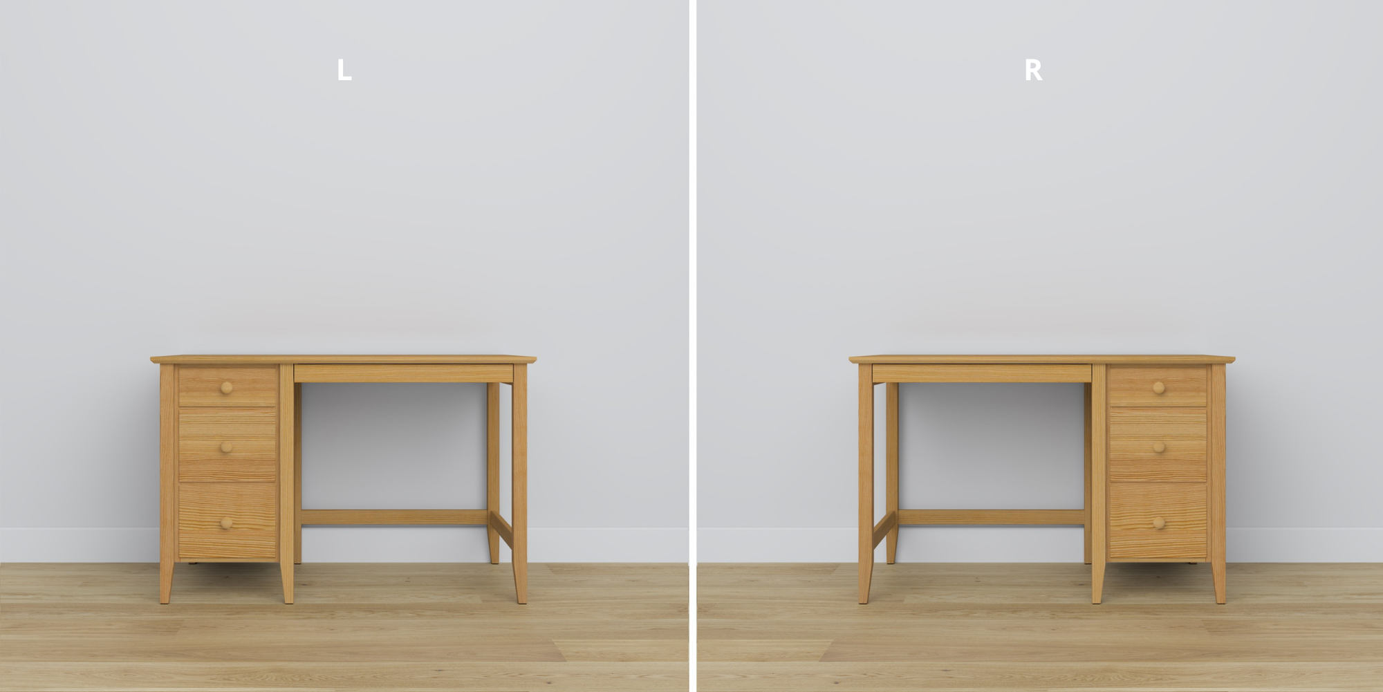 Desk 3S pine natural pine in office – Scandinavian arrangement, Nizio