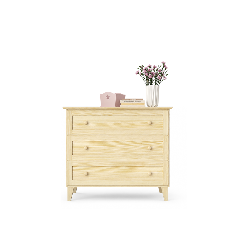 Chest of drawers with 3 drawers pine clear pine 105 cm – bedroom, Scandinavian style