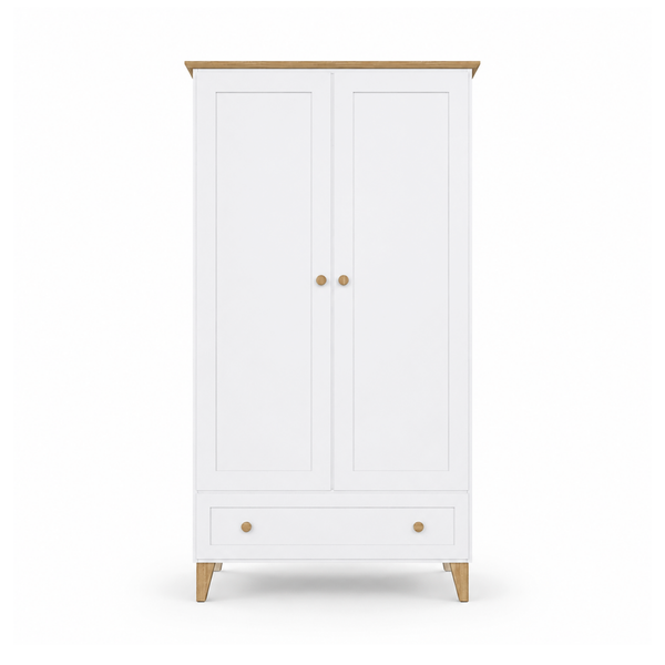 Armoire 2D1S Scandi en bois blanc / chêne naturel