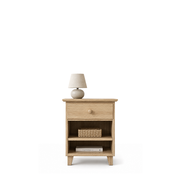 Oak bedside table 1S N02 Scandi oak natural