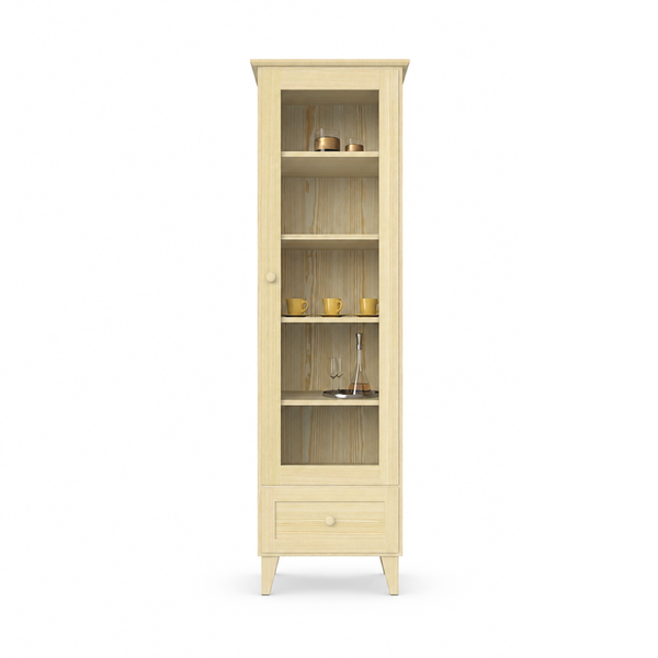 Vitrine 1S 57 Scandi en pin pin incolore