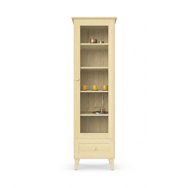 Grenen vitrinekast 1S 57 Scandi kleurloos grenenhout