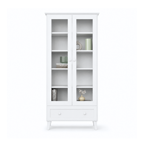 Vitrine 1S 90 Scandi en bois blanc