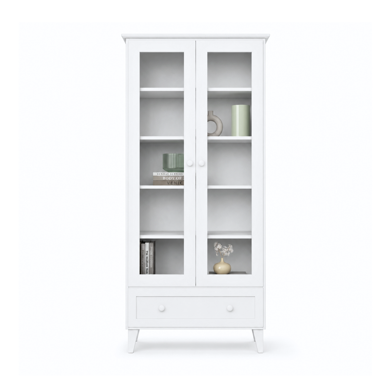 Houten vitrinekast 1S 90 Scandi wit