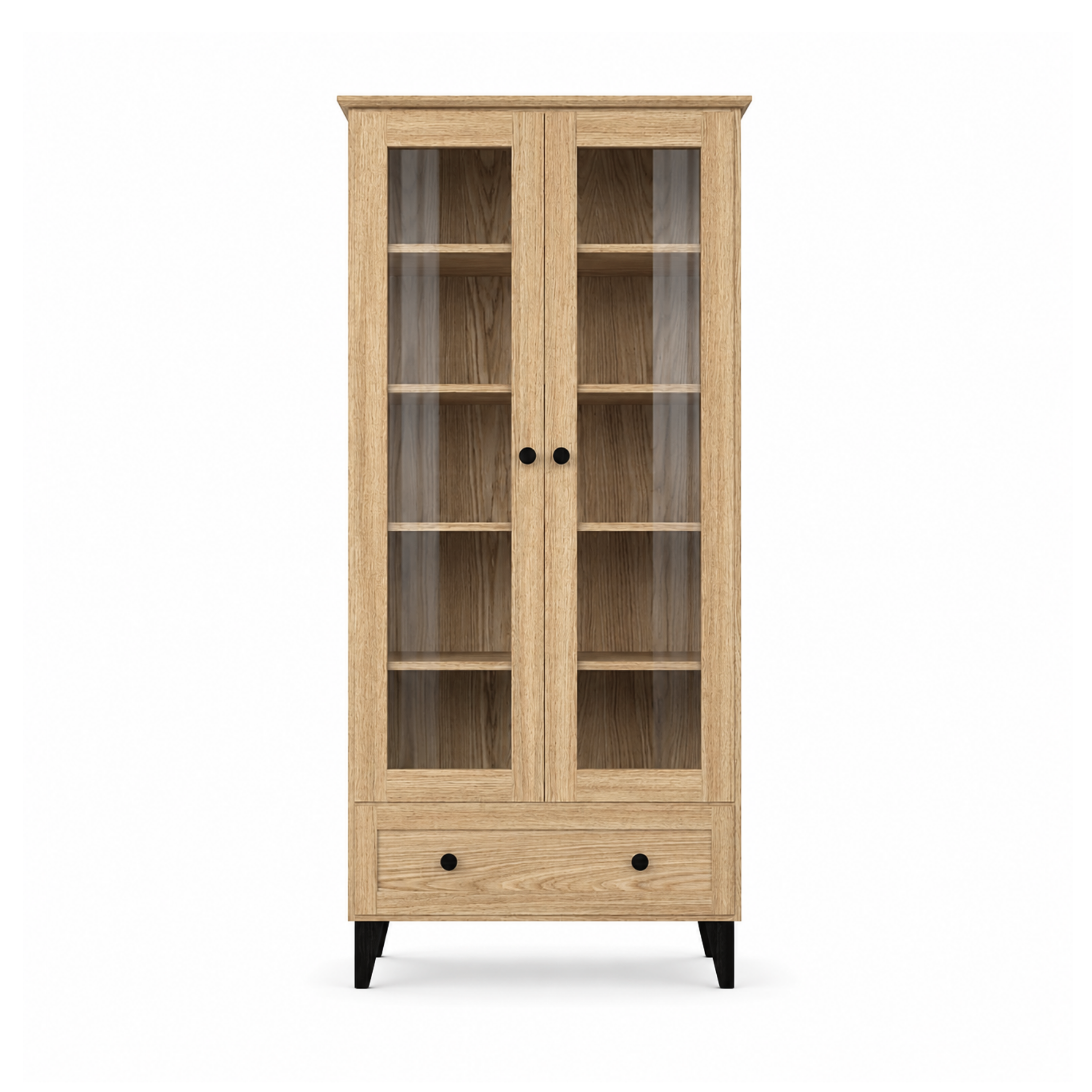 Eiken vitrinekast 1S 90 Scandi eiken natureel / zwart