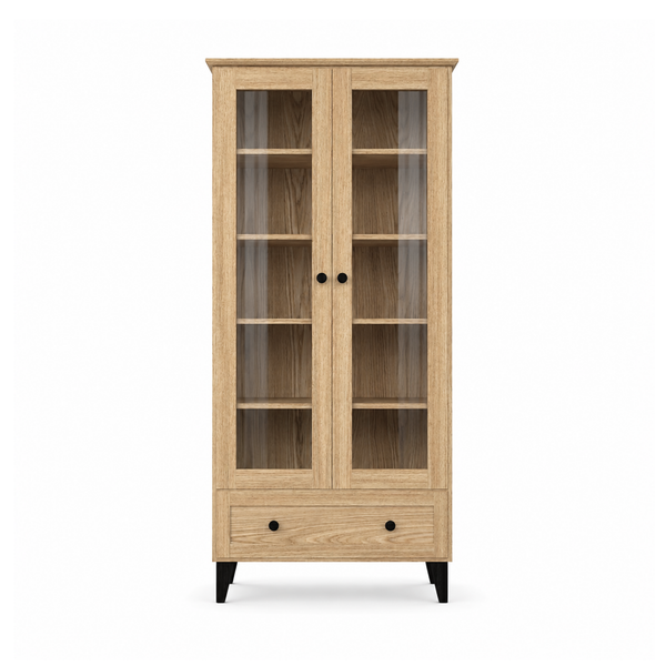Oak display cabinet 1S 90 Scandi oak natural / black